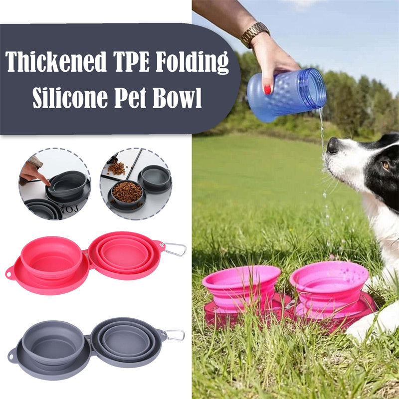 Rubber Foldable Double Feeding Pets Supplies Dog Cat Bowls