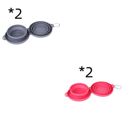 Rubber Foldable Double Feeding Pets Supplies Dog Cat Bowls