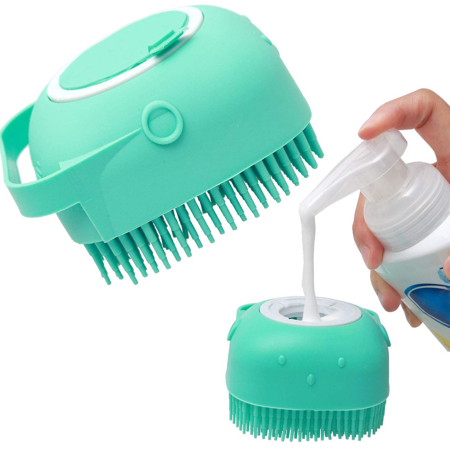 Pet Grooming Brush Shampoo Massage Comb & Bath Scrubber