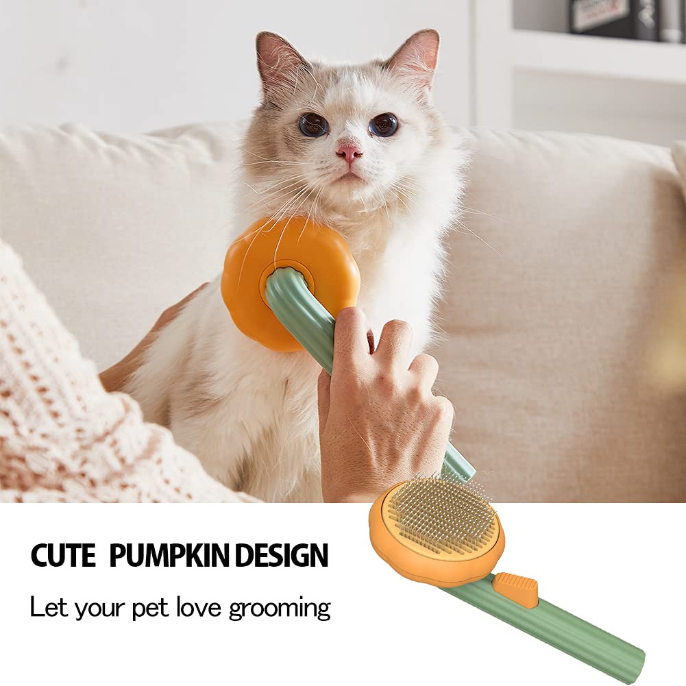 Pet Pumpkin Brush Grooming Self Cleaning Slicker Brush