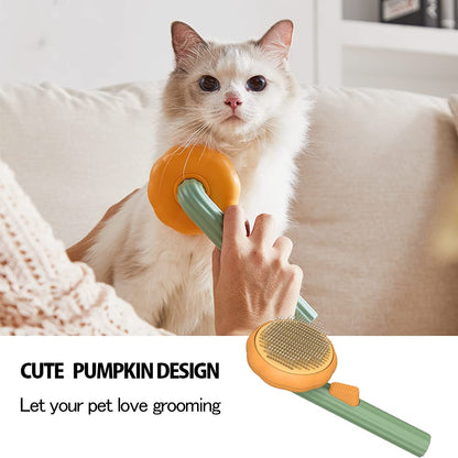 Pet Pumpkin Brush Grooming Self Cleaning Slicker Brush