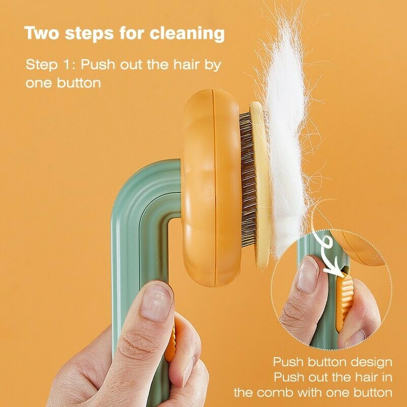 Pet Pumpkin Brush Grooming Self Cleaning Slicker Brush