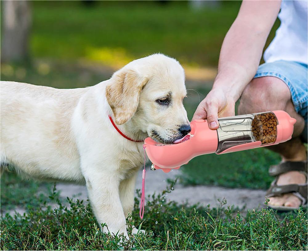 Pet Portable Water Bottle Feeder Bowl Garbage Bag Storage