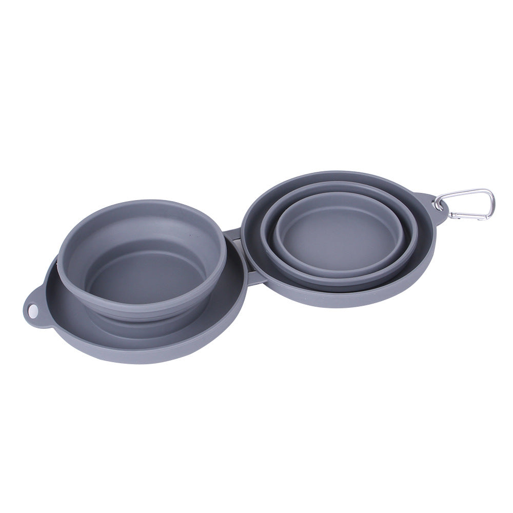 Rubber Foldable Double Feeding Pets Supplies Dog Cat Bowls
