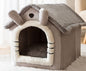 Foldable Warm Enclosed Pet House Bed with Removable Cushion