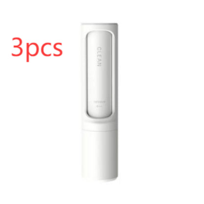 reusable pet hair remover brush in white color, showing 3pcs packaging design.