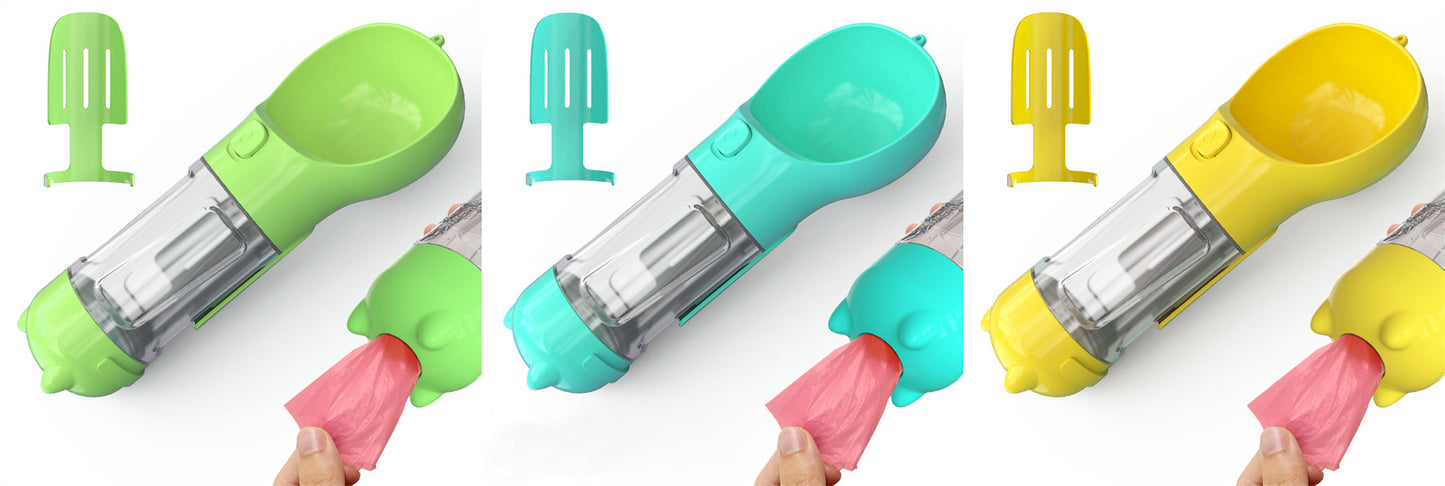 Pet Portable Water Bottle Feeder Bowl Garbage Bag Storage