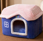 Foldable Warm Enclosed Pet House Bed with Removable Cushion
