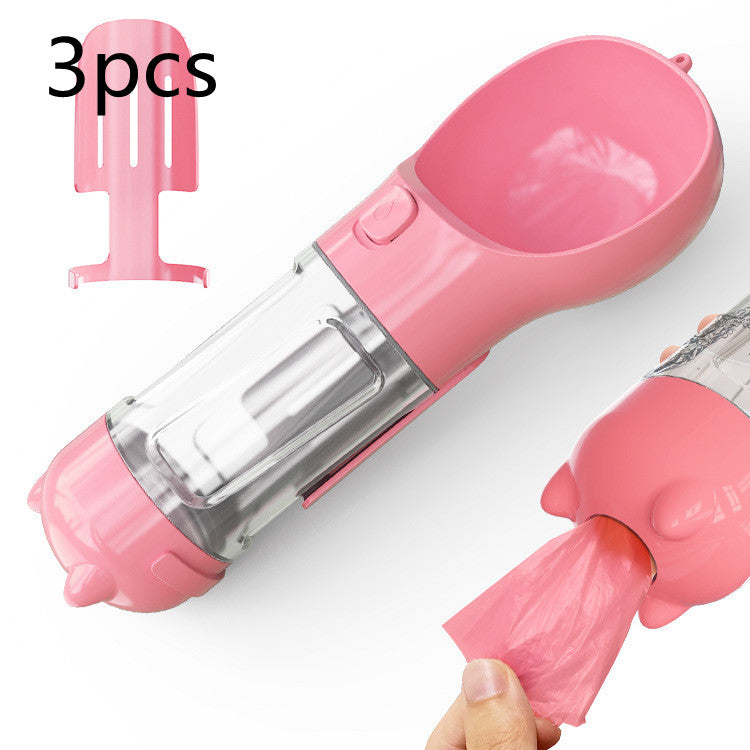 Pet Portable Water Bottle Feeder Bowl Garbage Bag Storage