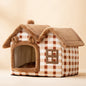 Foldable Warm Enclosed Pet House Bed with Removable Cushion