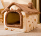 Foldable Warm Enclosed Pet House Bed with Removable Cushion
