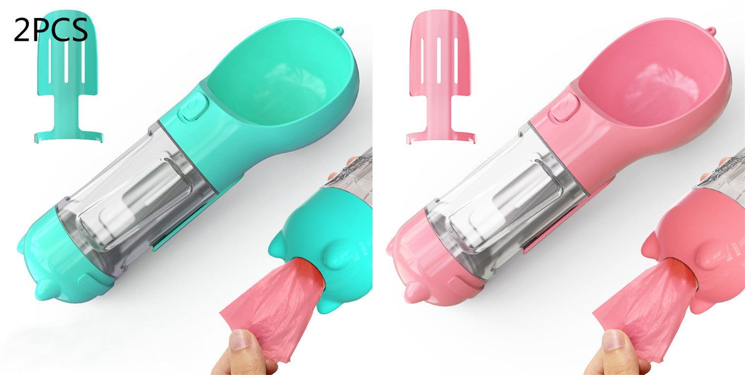 Pet Portable Water Bottle Feeder Bowl Garbage Bag Storage