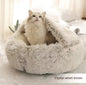 2-in-1 PetPlush Round Warm Winter House Bed for Dogs & Cats