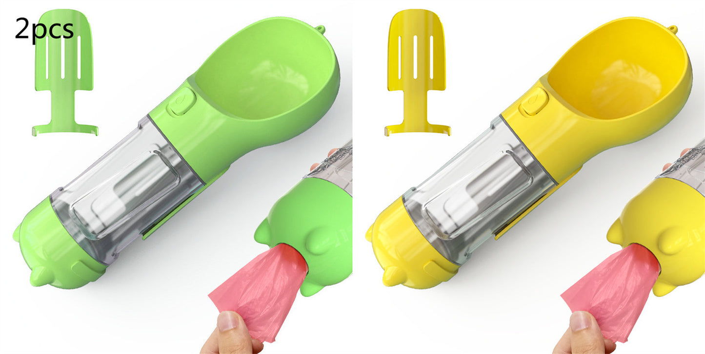 Pet Portable Water Bottle Feeder Bowl Garbage Bag Storage