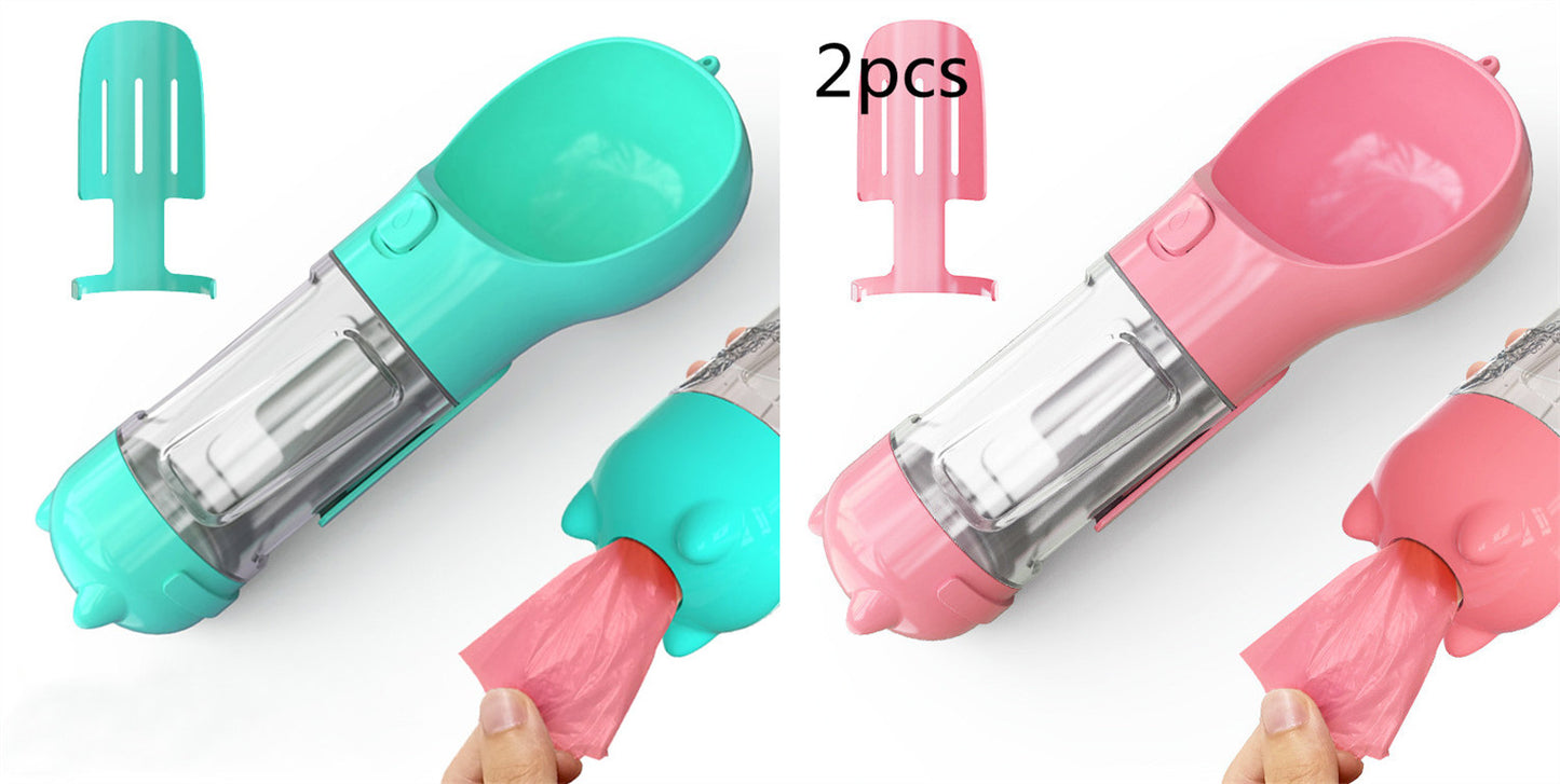 Pet Portable Water Bottle Feeder Bowl Garbage Bag Storage