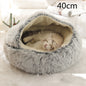 2-in-1 PetPlush Round Warm Winter House Bed for Dogs & Cats