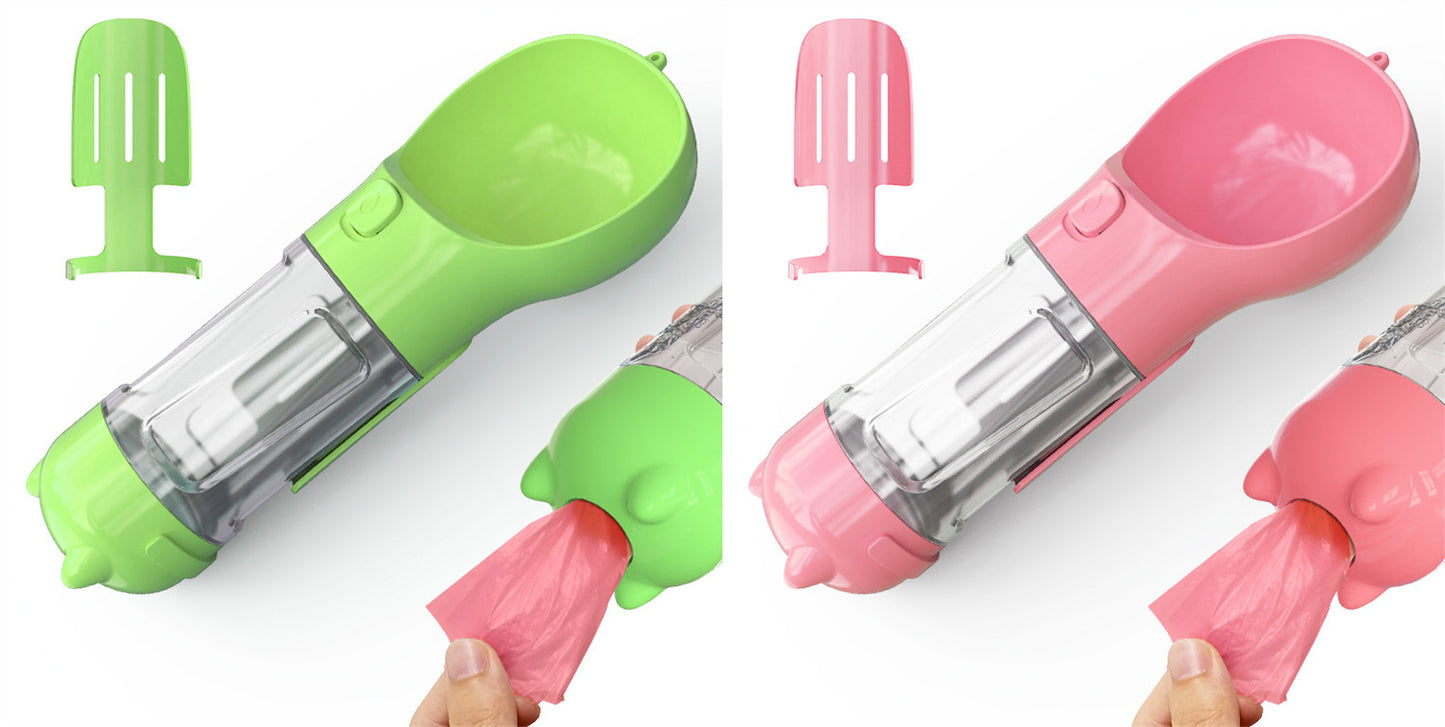 Pet Portable Water Bottle Feeder Bowl Garbage Bag Storage