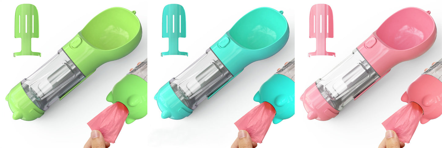 Pet Portable Water Bottle Feeder Bowl Garbage Bag Storage