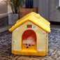 Foldable Warm Enclosed Pet House Bed with Removable Cushion