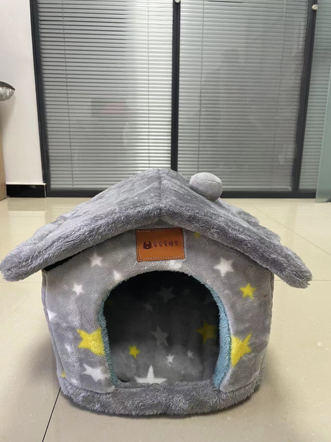 Foldable Warm Enclosed Pet House Bed with Removable Cushion