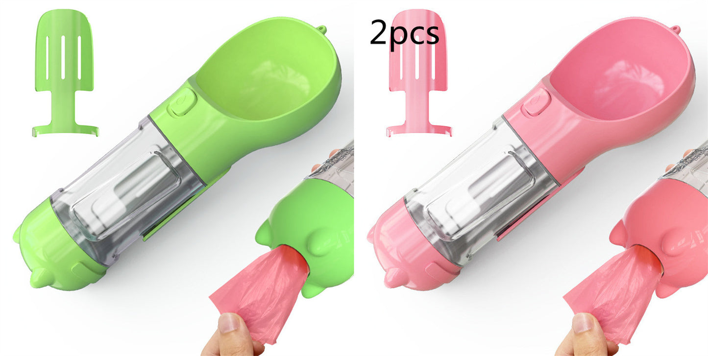 Pet Portable Water Bottle Feeder Bowl Garbage Bag Storage