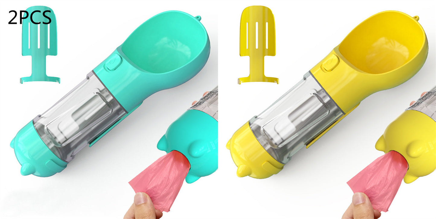 Pet Portable Water Bottle Feeder Bowl Garbage Bag Storage